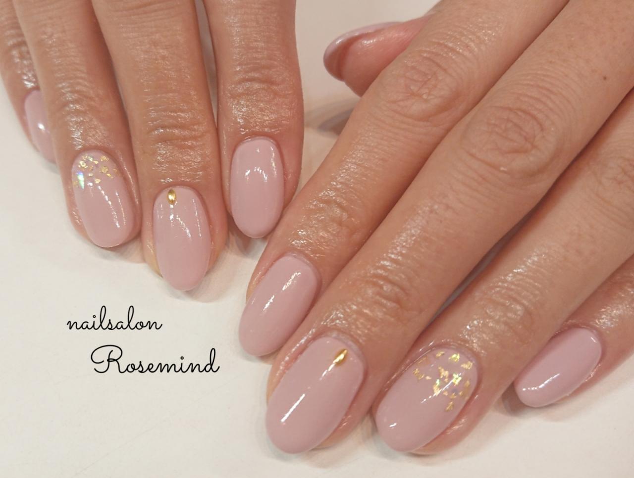 オフィスネイル シンプル ピンク 金箔 美爪 フィルイン Nail Salon Rosemind