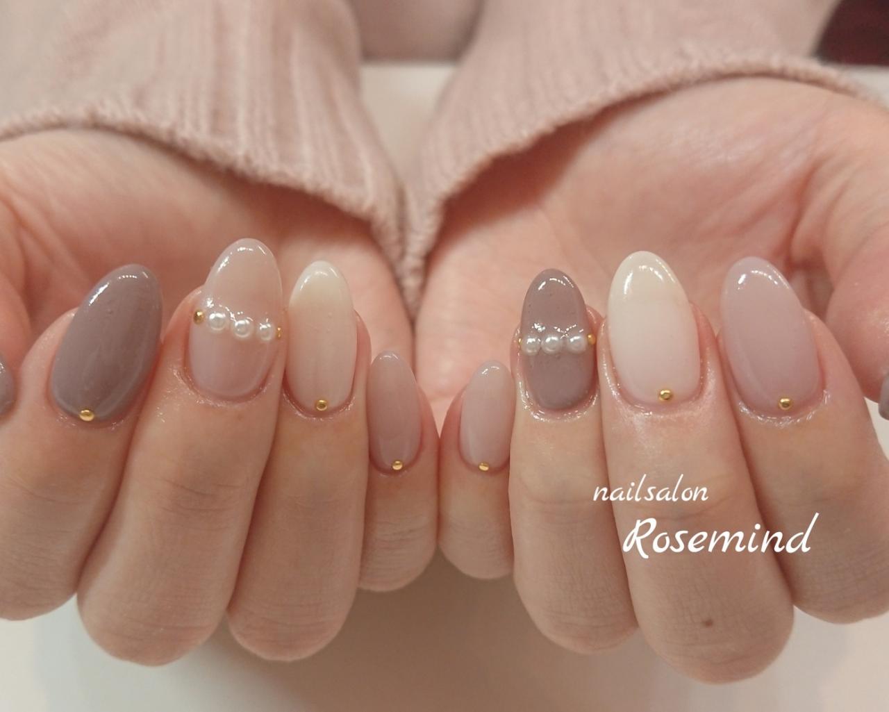 冬ネイル オフィスネイル シアーカラー ジェルネイル ナチュラルネイル パール | Nail salon Rosemind