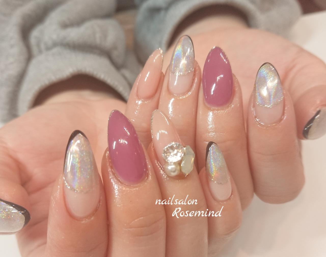 ユニコーンネイル 春 夏 ネイル フレンチネイル キラキラネイル ロングネイル 阿南市 ネイルサロン Nail Salon Rosemind