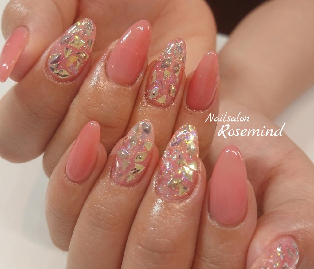 キラキラネイル 派手ネイル ピンクネイル 春 夏 ネイル 19 フットネイル 阿南市 ネイルサロン Nail Salon Rosemind