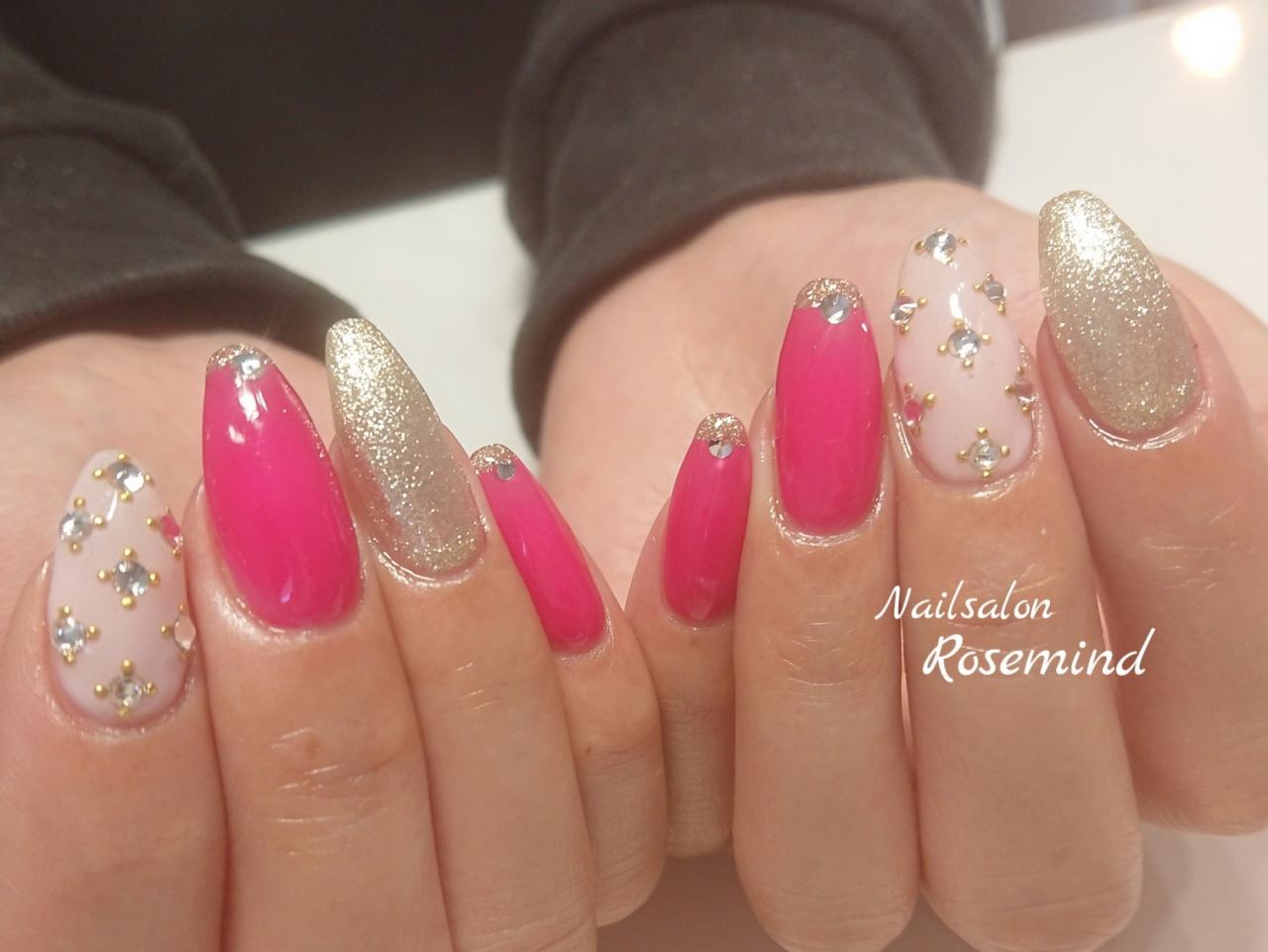 ジェルネイル19 夏ネイル スクエア バレリーナスクエア ピンクネイル 阿南市 ネイルサロン Nail Salon Rosemind